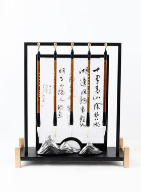 现代新中式毛笔架摆件样板间书房办公室桌面摆设简约软装家居饰品