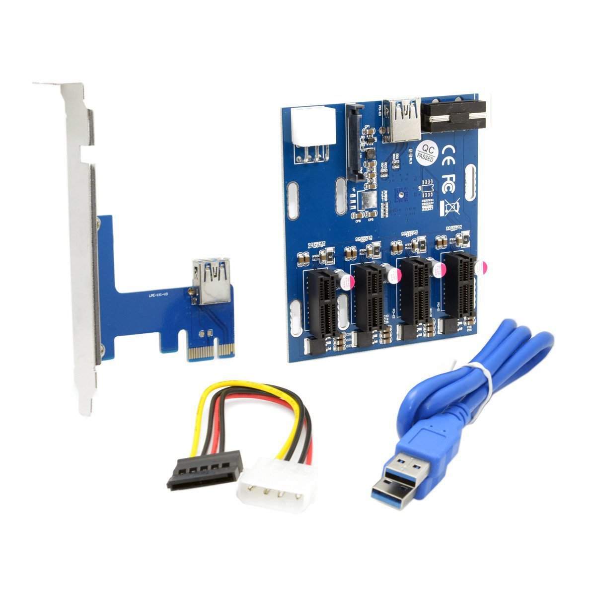 新款PCI-E转PCIe转接卡1拖4PCIE1X扩展卡4口一拖四显线1转4扩展卡