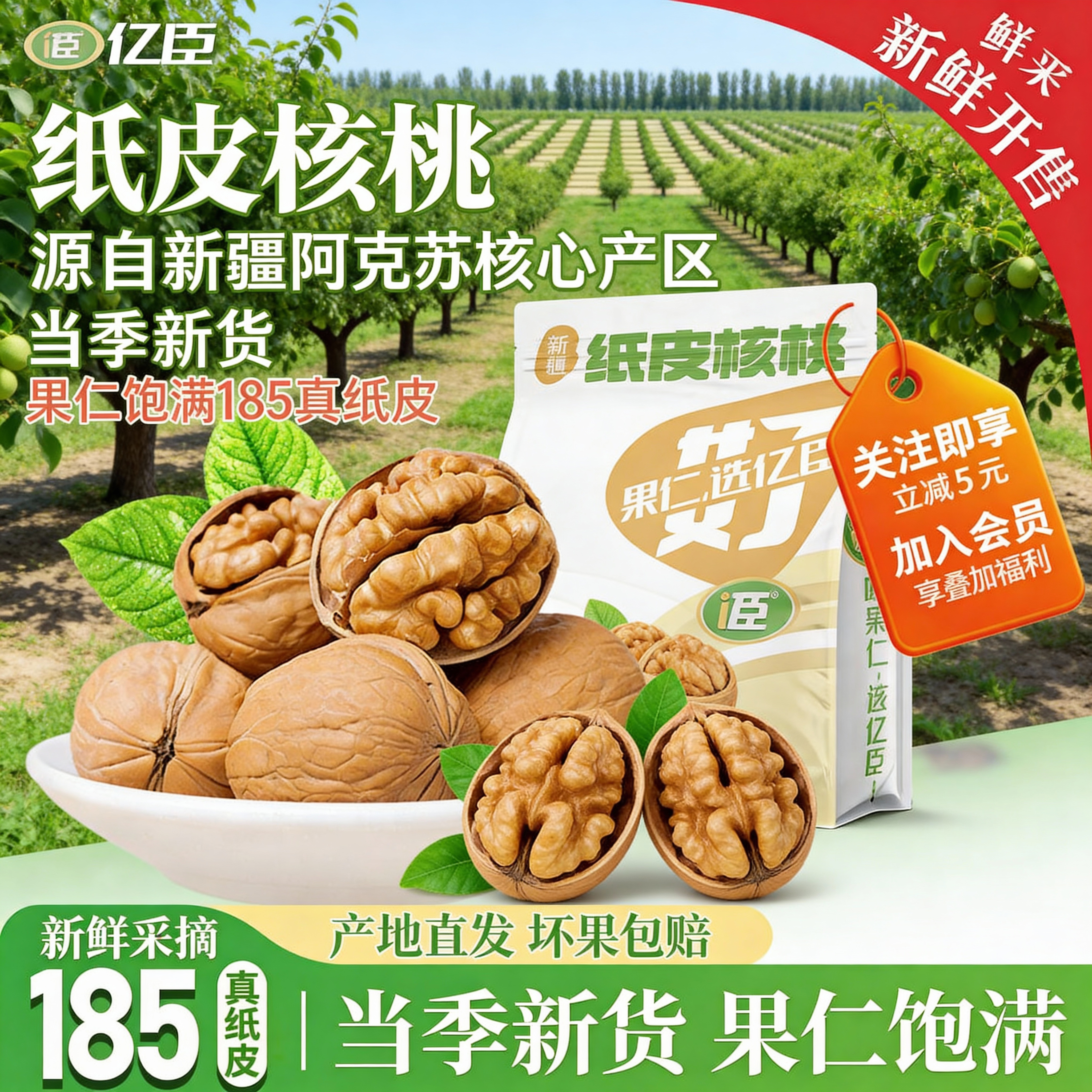 新疆特产185纸皮核桃原味2025新货正阿克苏孕妇专用核桃薄皮批发