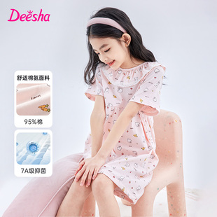 睡裙25年新款 deesha笛莎女童舒适春夏季 中大童宝宝可爱卡通睡裙