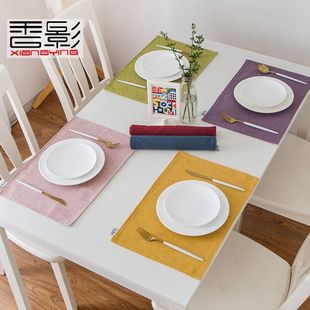 布艺杯垫家用防滑简约现代 桌垫餐垫隔热棉麻纯色西餐垫日式