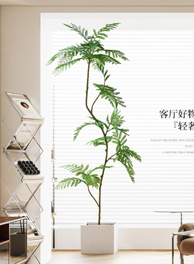 仿真绿植蓝花楹假绿植室内盆栽大型客厅高端轻奢植物摆件装饰假树