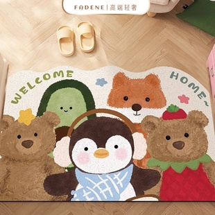 日本入户门地垫家用防滑耐脏可爱玩偶脚垫可裁剪定制蹭土玄关地毯