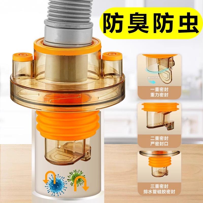 厨房下水管三头通防返臭神器洗菜盆洗碗机净水器管道密封圈转接头
