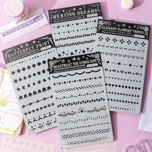 悦真坠入蕾网手抄报模板镂空画跨境pet喷绘镂空模板填色绘画模板