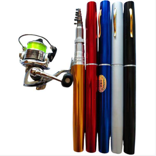 1米钢笔钓鱼竿金属纺车轮套装抛钓丢甩抛钓轮子迷你100型微小型