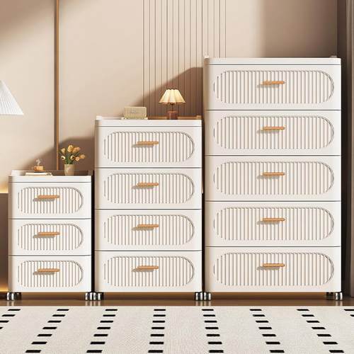 抽屉式收纳柜家用客厅带轮置物柜多层加厚夹缝储物柜子卧室床头柜