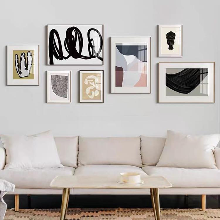 北RXY欧小众简约抽象几何组合饰画术画芯艺客厅沙装发背墙景餐厅