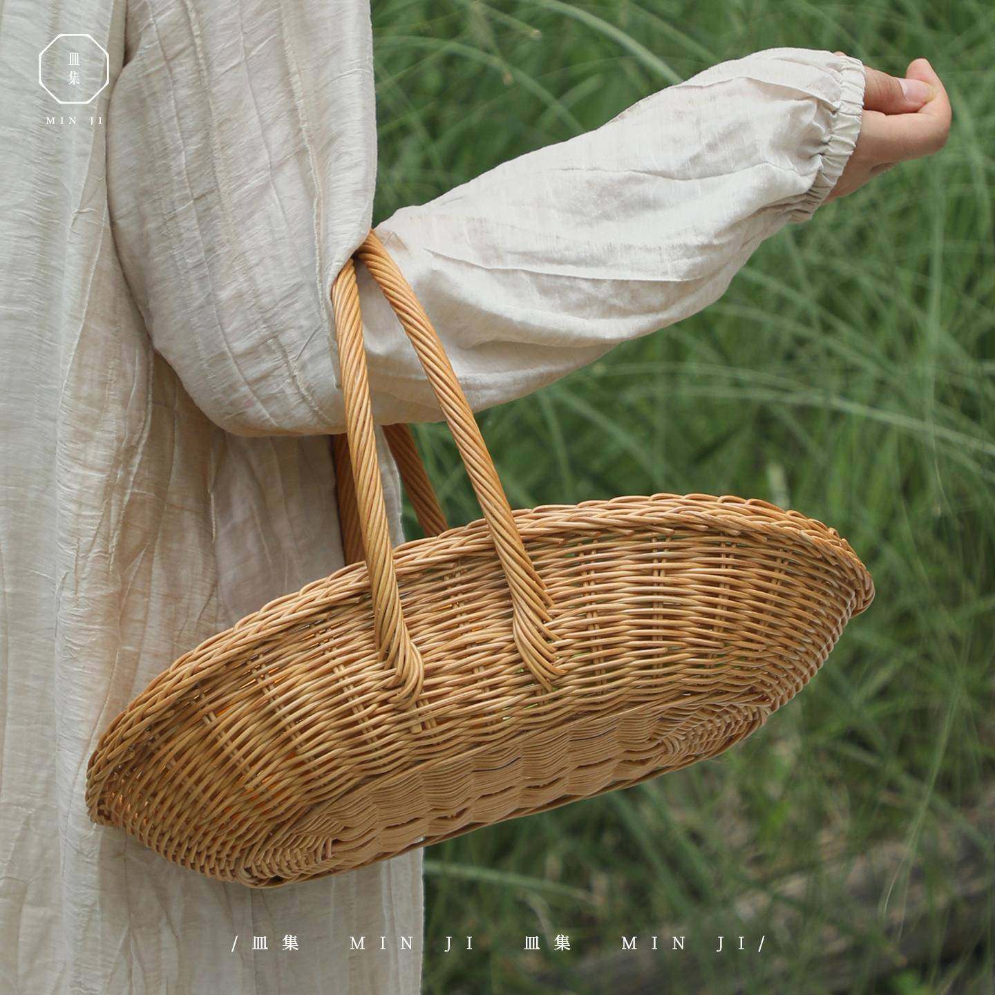 |贝壳花篮/篮印植贝壳花篮物真尼藤手工编织大号收纳提手菜篮小子