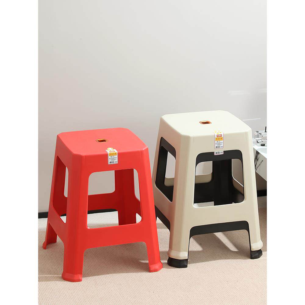 加厚塑高料凳子加高50c凳m商用尚时61241餐桌饭店方凳板凳熟胶结