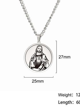 热销格享款激光打标人物圆牌吊坠304材质不锈钢项链