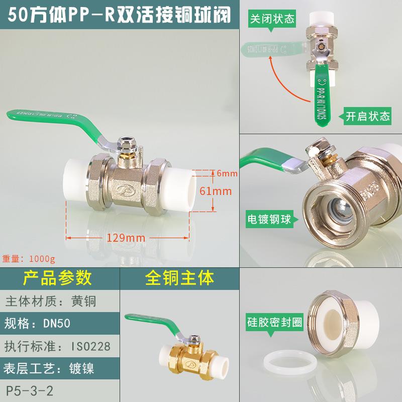 黄铜阀门PPR球阀20/25/32/40/50/63分双头活接内外丝阀门水管开关