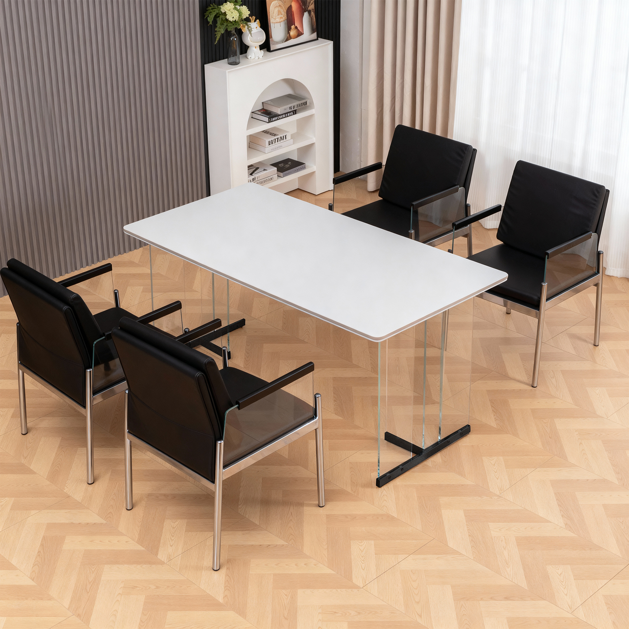 长方形岩板桌设计师款餐桌椅组合