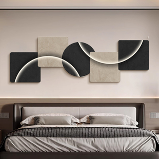 客厅床头几何弧形装饰画 画带灯主卧沙发背景墙挂画 画卧室房间宅