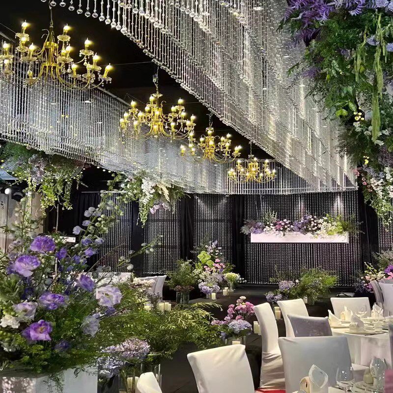 婚庆水晶珠帘珠串吊顶道具菠萝珠酒店婚礼结婚装饰玻璃吊坠水晶球