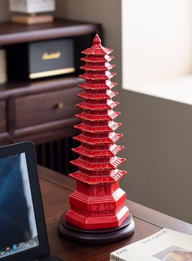 大号陶瓷文昌塔摆件十三13层客厅书房办公室桌学生红黄黑绿色宝塔