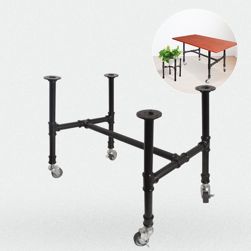 美式水管工业风格铁艺带万向轮loft餐桌茶几书桌创意支架桌腿桌脚