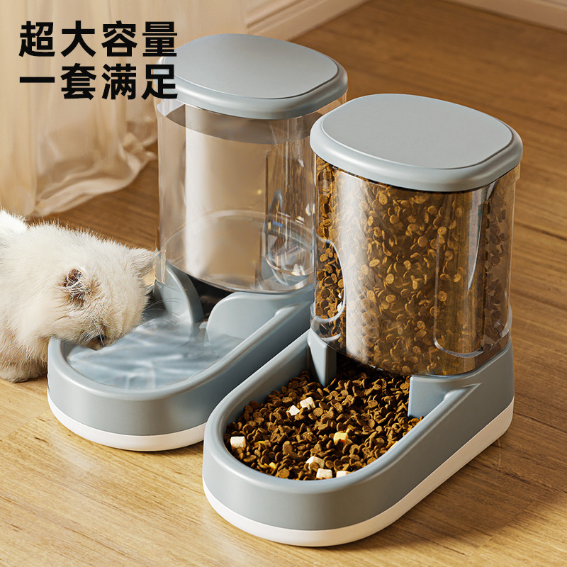 新款猫咪狗狗自动续水续粮喂食器猫碗超大容量猫盆亚马逊