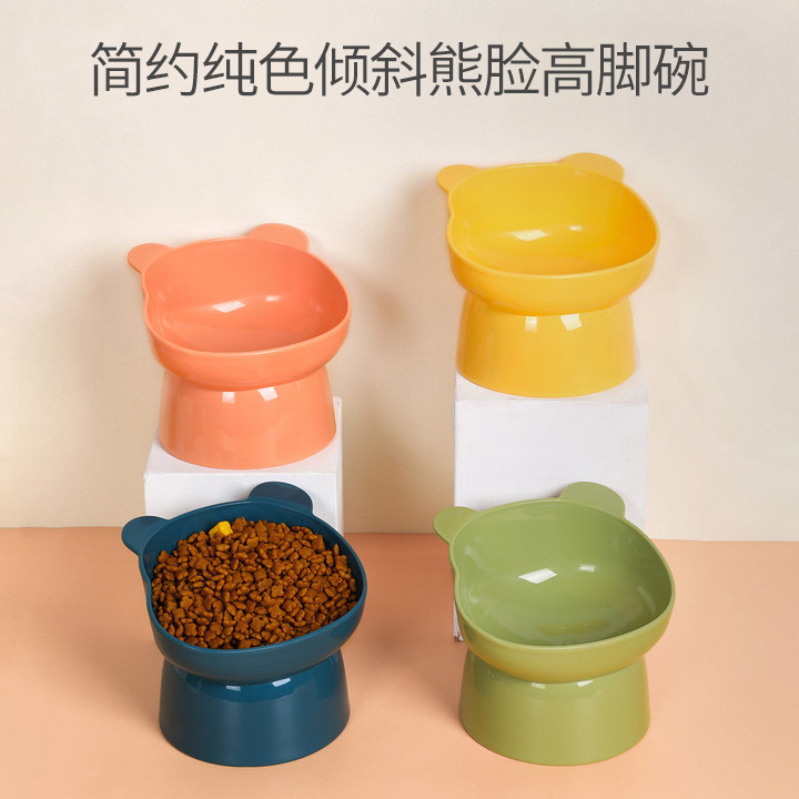 高脚猫碗批发现货北欧风倾斜卡通护颈防打翻宠物碗猫咪狗狗碗食盆
