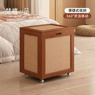 藤编脏衣篓家用大容量带轮收纳篮高颜化妆室脏衣篮衣服收纳筐宿舍
