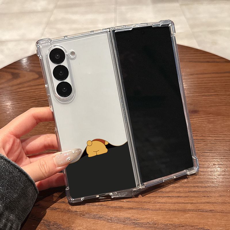 适用三星zfold6手机壳硅胶zfold5新款zfold4折叠屏zfold3翻盖超薄透明翘屁股维尼熊全包防摔男女软外屏保护壳