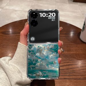 适用小米mixflip2手机壳mixflip新款MIX Flip2折叠屏xiaomi超薄透明海上生花09全包防摔男女网红款硬壳保护套