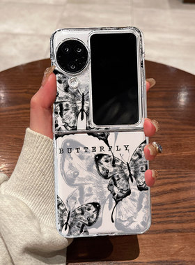 适用OPPOfindn3flip手机壳折叠屏新款oppo find n3 flip超薄n2flip透明n3flip线条蝴蝶黑色全包防摔保护套