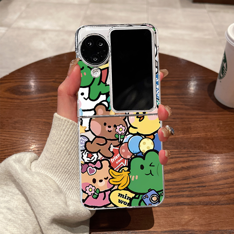 适用OPPOfindn3flip手机壳折叠屏新款oppo find n3 flip超薄n2flip透明n3flip动物伙伴全包防摔保护套