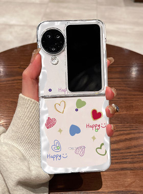 适用OPPOfindn3flip手机壳折叠屏新款oppo find n3 flip超薄n2flip透明n3flip白色闪钻爱心全包防摔保护套