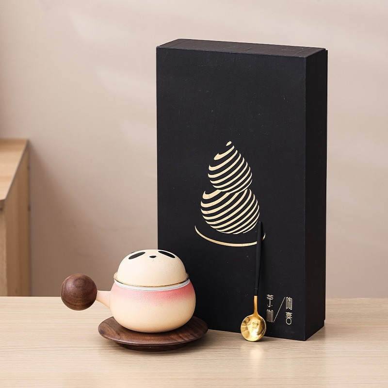 熊猫泡茶杯陶瓷家用茶杯茶水分离马克杯女可爱创意办公室咖啡杯子