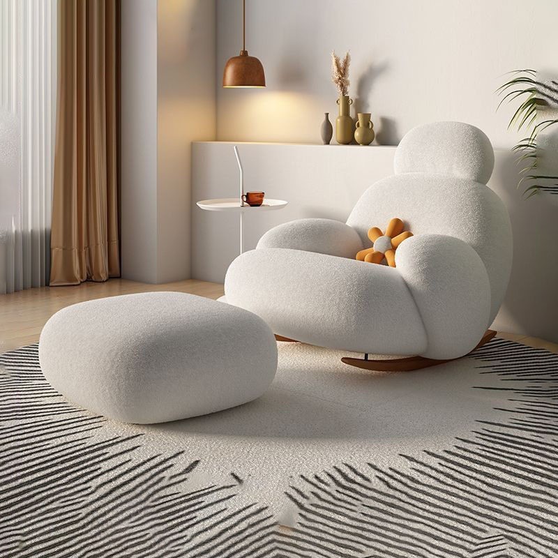 北欧大白椅网红可爱小沙发单人摇椅奶油风懒人沙发简约阳台脚踏