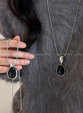 韩系秋冬高级感轻奢清冷黑玛瑙