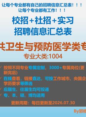 26届公共卫生与预防医学类校招秋招春招国企央企招聘信息汇总表