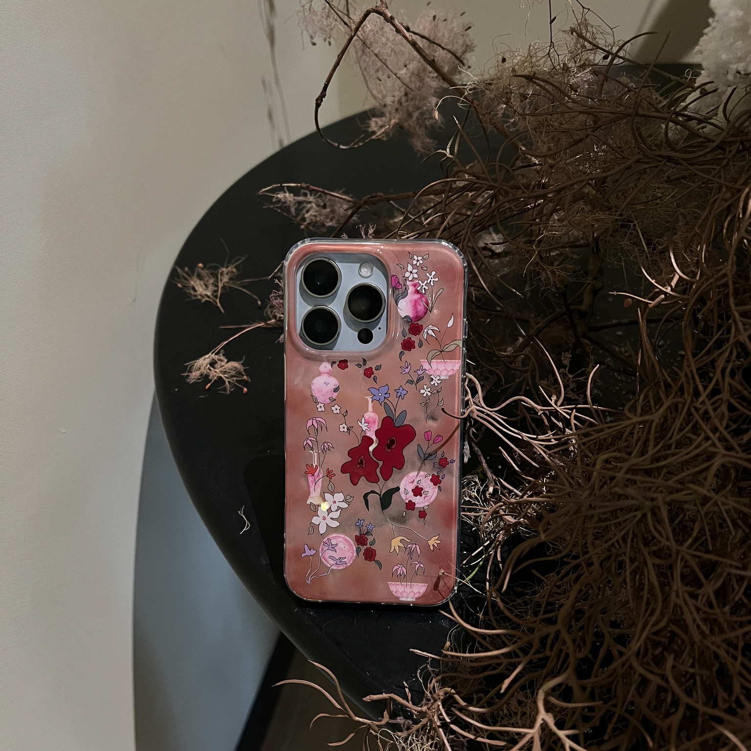 叶菽原创定制《无尽春》新中式国风清冷小众高级感IMD双层适用苹果17/14/15/16promax亮面闪粉iPhone手机壳