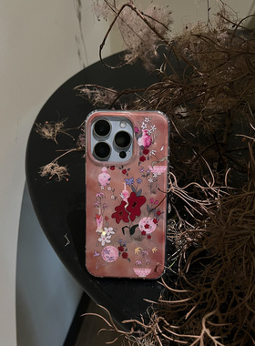 叶菽原创定制《无尽春》新中式国风清冷小众高级感IMD双层适用苹果17/14/15/16promax亮面闪粉iPhone手机壳