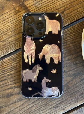 叶菽原创定制《马趣》新中式国风清冷小众高级感IMD双层适用苹果17/14/15/16promax磨砂亮面iPhone秋冬手机壳