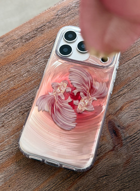 叶菽原创定制《金碧鲤》新中式国风清冷小众高级感IMD双层苹果17/14/15/16promax磨砂亮面iPhone秋冬手机壳