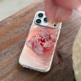 叶菽原创定制《金碧鲤》新中式国风清冷小众高级感IMD双层苹果17/14/15/16promax磨砂亮面iPhone秋冬手机壳