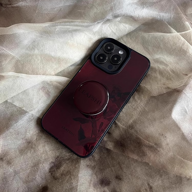 叶菽原创定制《叶红》侘寂新中式国风小众高级感液态玻璃镜面适用苹果17/12/13/14/15promax不会撞壳的手机壳