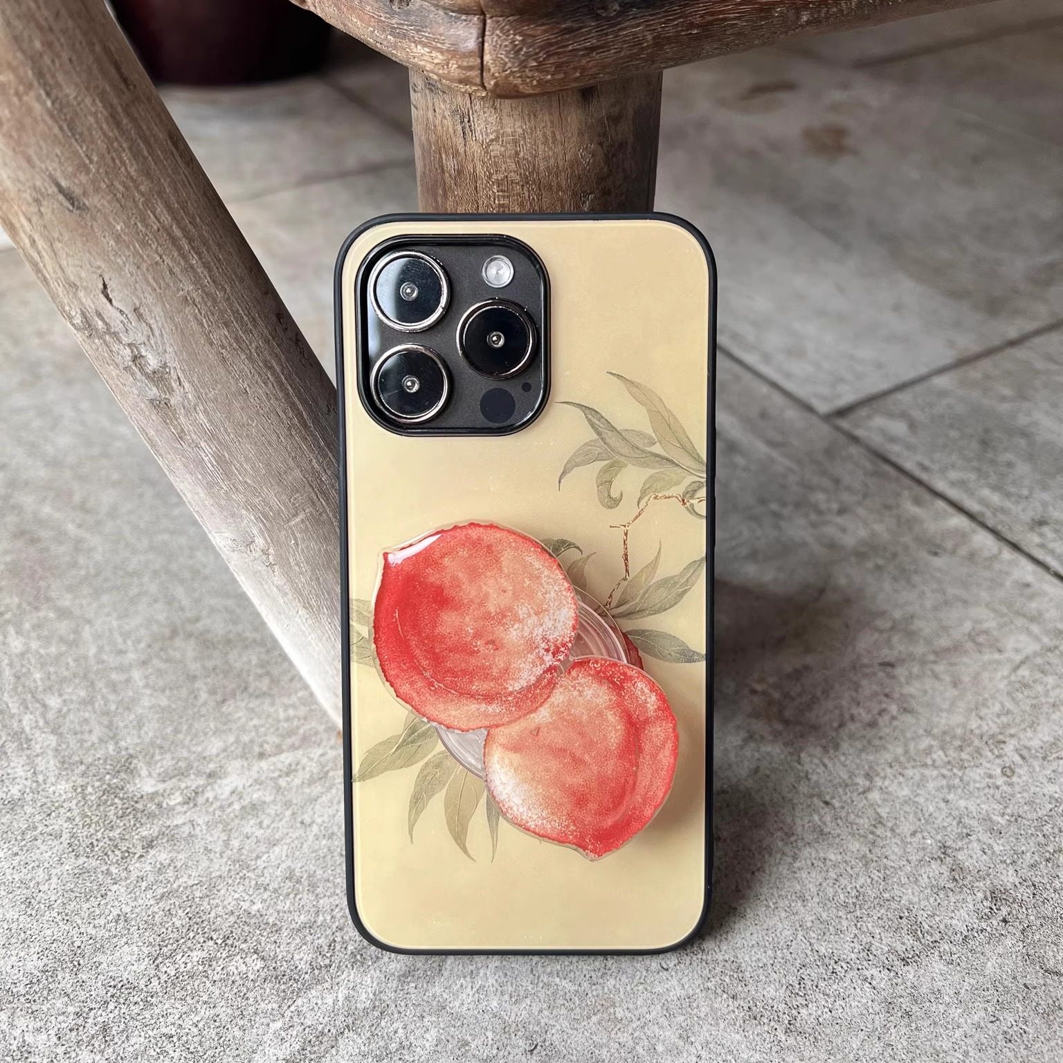 叶菽原创定制《金桃》侘寂新中式国风小众高级感磨砂玻璃壳适用苹果17/14/15/16promax不会撞壳支架的手机壳,3C数码配件,手机保护套/壳,淘宝优惠券,粉丝福利购,淘宝优惠卷