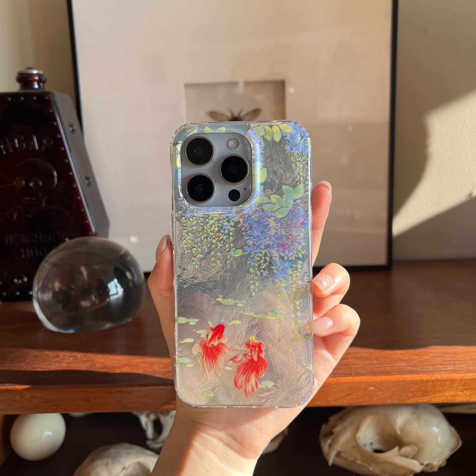 叶菽原创定制《紫藤锦》新中式国风小众高级感IMD双层适用苹果17/14/15/16promax不撞壳紫色锦鲤iPhone手机壳