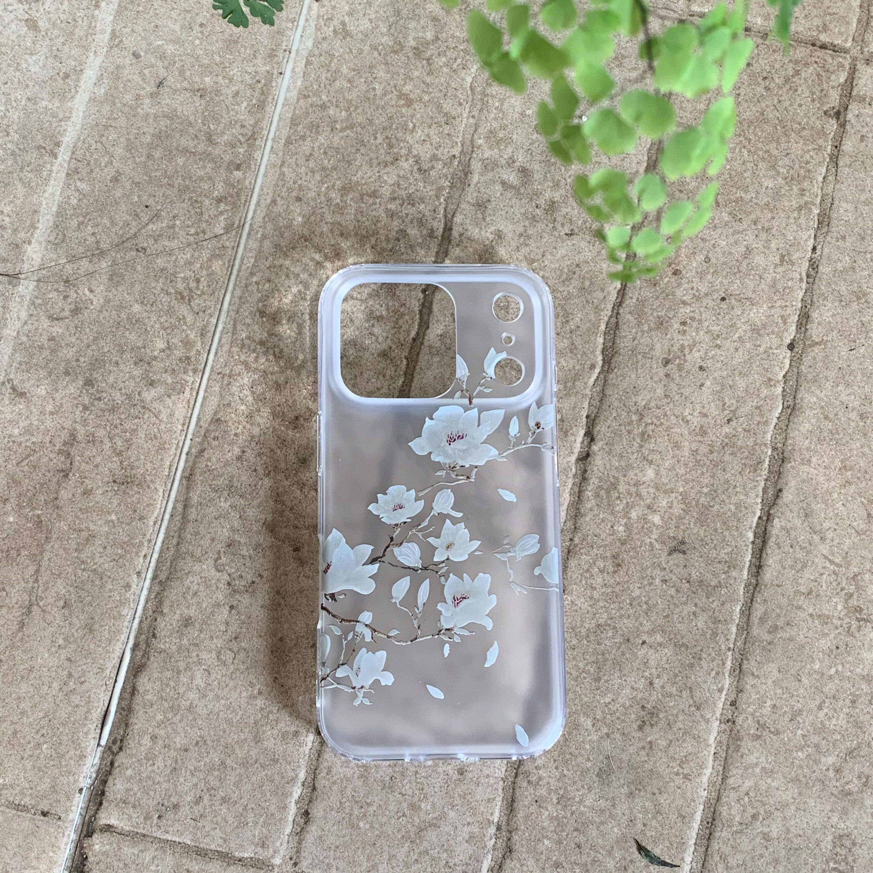叶菽原创定制《荧桃》新中式国风清冷小众高级感IMD单层适用苹果17/14/15/16promax春天磨砂桃花iPhone手机壳