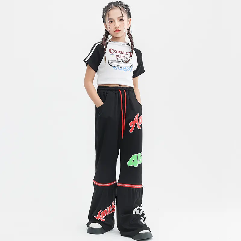 爵士舞服装女童复古裤子套装女孩