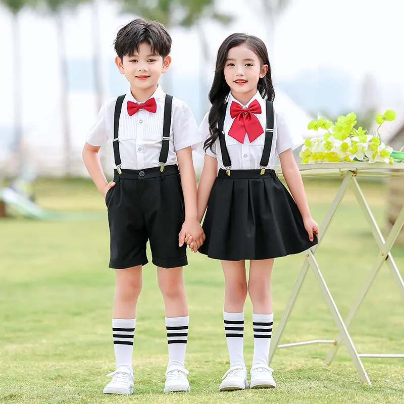 国庆节儿童背带裤演出服小学生男