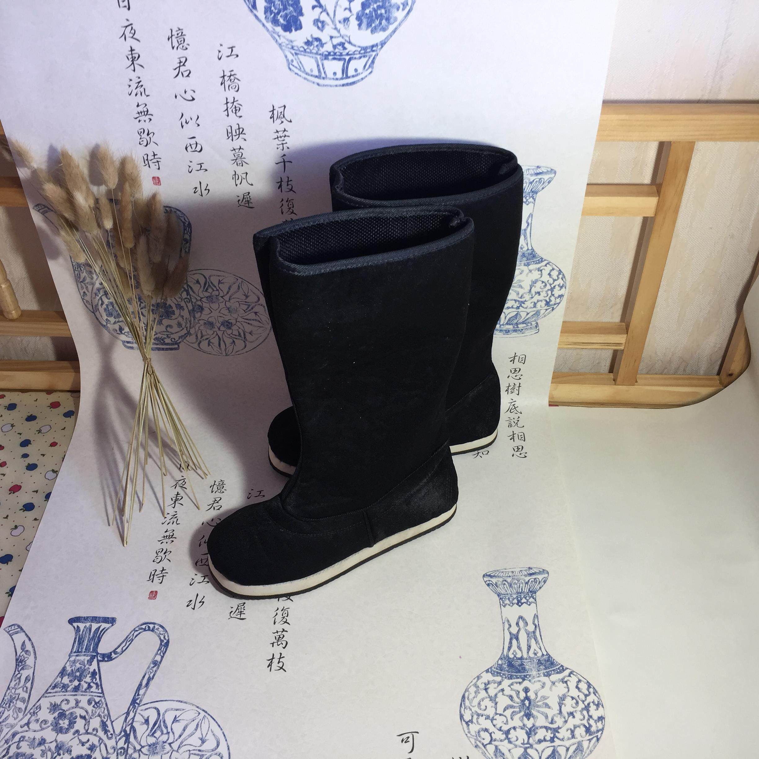 包邮古装靴子男女黑汉服