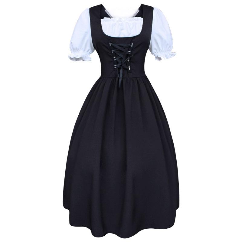 中世纪文艺复兴大摆裙服女抽绳