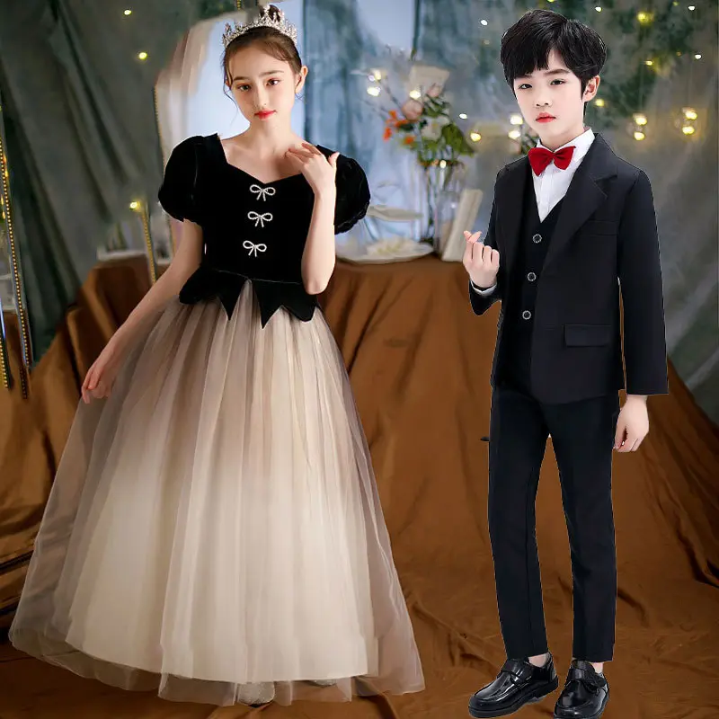 儿童演出服中小学生大合唱团诗歌朗诵表演服男女童钢琴主持礼服新