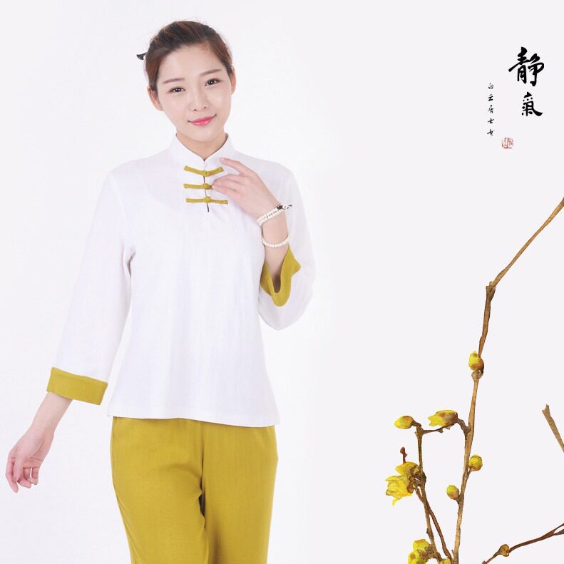 禅意女装禅修瑜伽打坐服棉麻套装运动大码太极服春品上衣汉服亚麻
