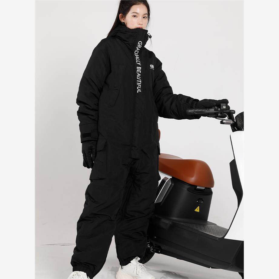 男女骑摩托车骑行服机车服连体套装冬季加绒加厚防摔防风保暖防寒