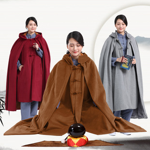 冬季加厚加绒长款僧人出家师父居士打坐披风禅修斗篷僧服男女同款